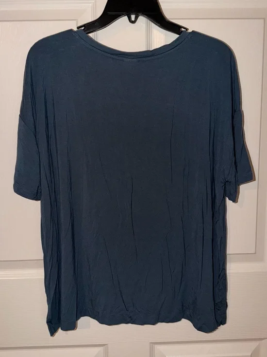 Soma Lounge Set Blue V-Neck Top XL & Floral Pants L Soft Stretch Comfy Luxury - Picture 3 of 9